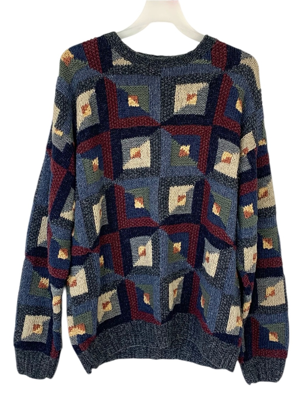 Vintage Northern Isles Hand Knit Sweater Large 90s Ramie Cotton Grandpa Knit
